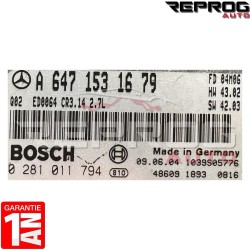 CALCULATEUR MOTEUR AVEC PROGRAMMATION/CLONAGE MERCEDES BENZ W211 E270 0281011794 A6471531679 BOSCH EDC16C2