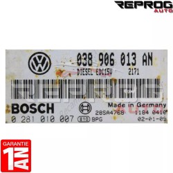 CALCULATEUR DÉCODÉ VW CADDY 1.9 SDI 0281010007 038906013AN BOSCH EDC15V