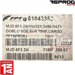 copy of CALCULATEUR MOTEUR VIERGE FIAT GRANDE PUNTO 1.3 JTD MJD 8F2.G1 51892322 HW00P